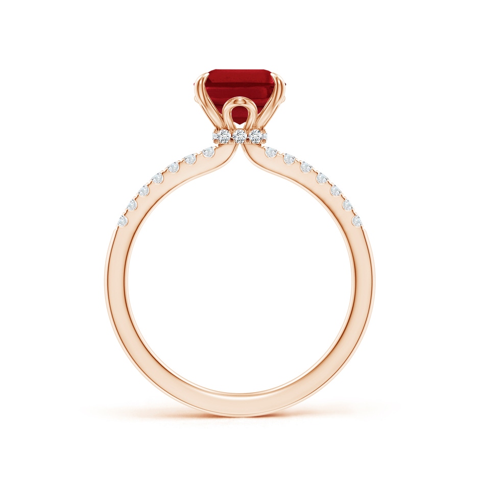 9x7mm AAA Emerald-Cut Ruby Hidden Halo Engagement Ring in 18K Rose Gold side 199