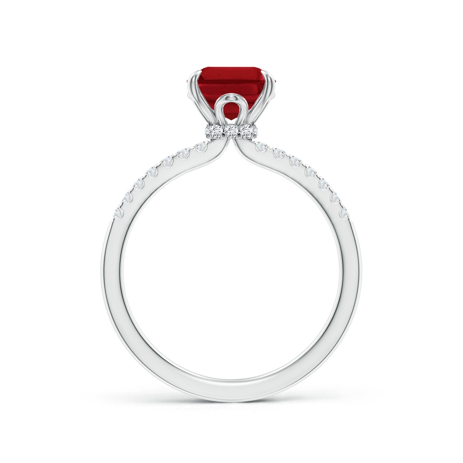 9x7mm AAA Emerald-Cut Ruby Hidden Halo Engagement Ring in White Gold side 199