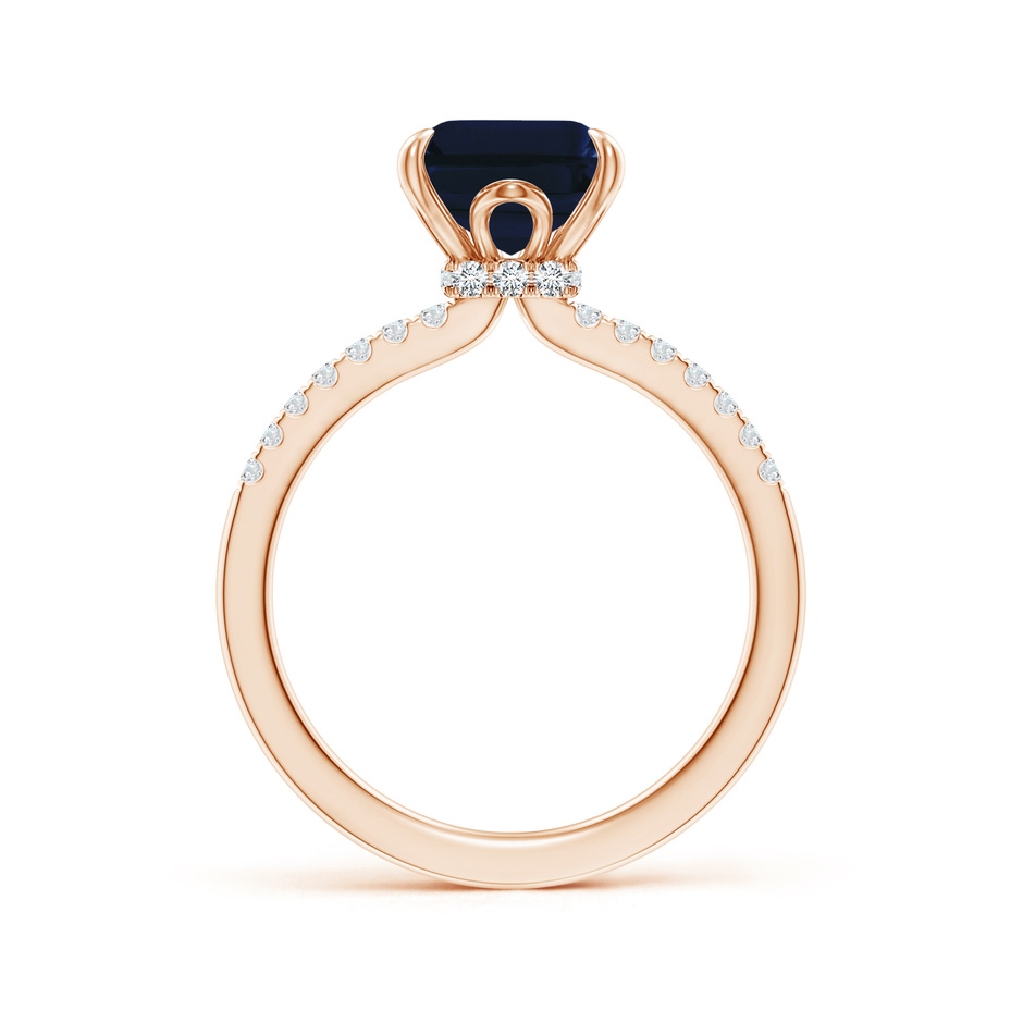 10x8mm AA Emerald-Cut Blue Sapphire Hidden Halo Engagement Ring in 18K Rose Gold side 199