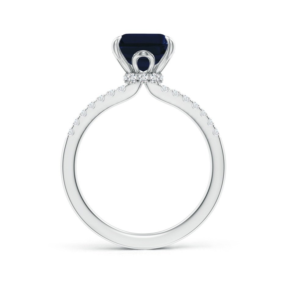 10x8mm AA Emerald-Cut Blue Sapphire Hidden Halo Engagement Ring in White Gold side 199