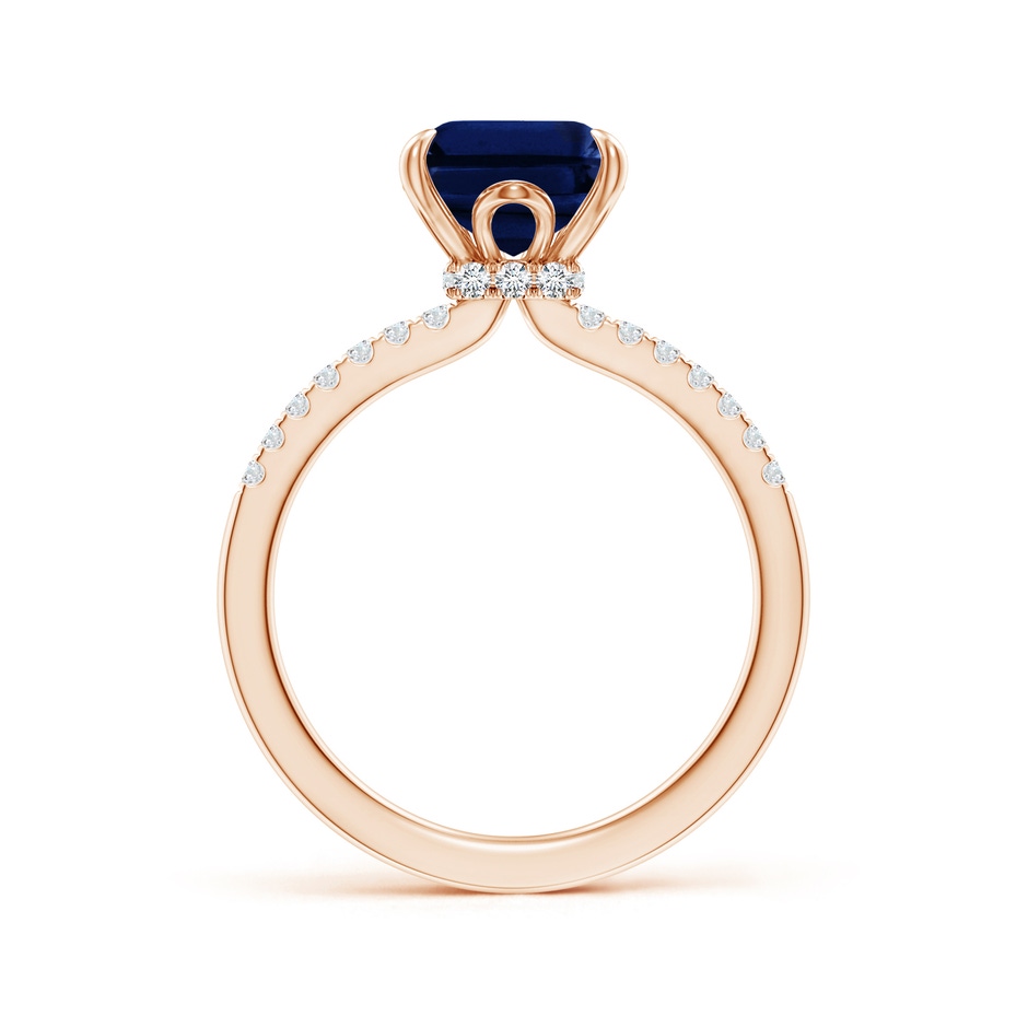 10x8mm AAA Emerald-Cut Blue Sapphire Hidden Halo Engagement Ring in Rose Gold side 199