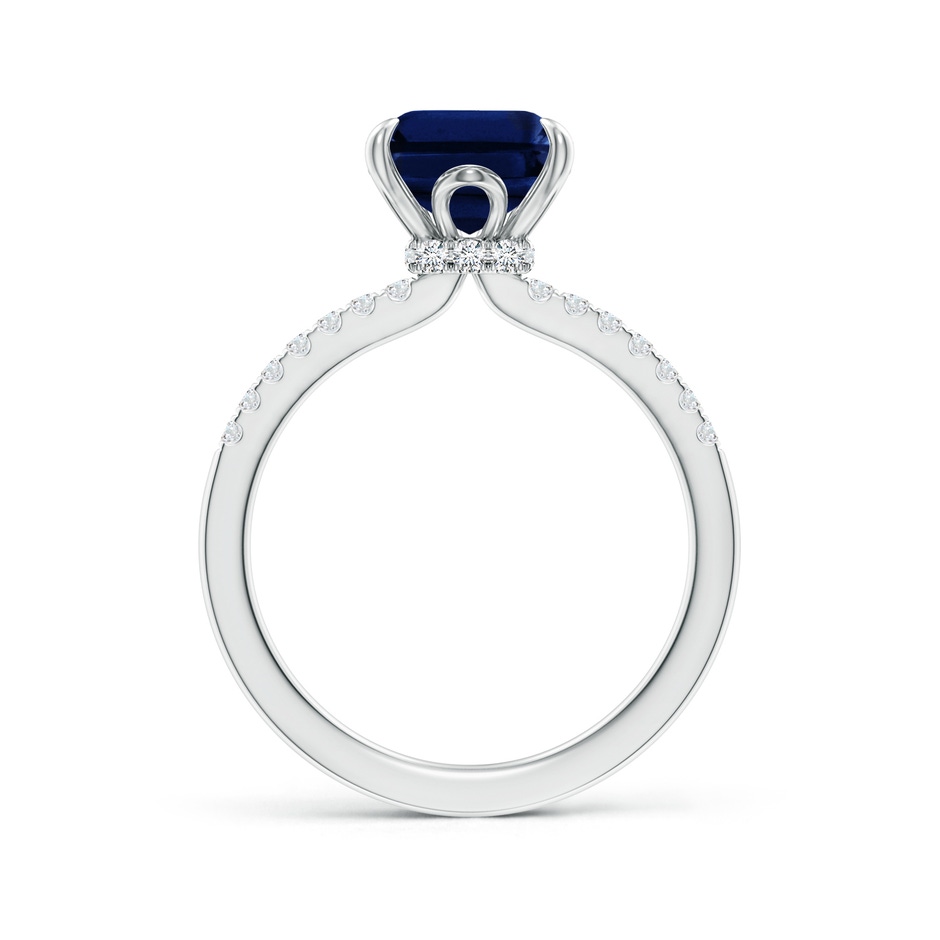 10x8mm AAA Emerald-Cut Blue Sapphire Hidden Halo Engagement Ring in White Gold side 199