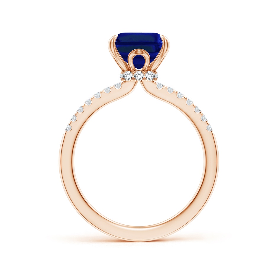 10x8mm Lab-Grown Emerald-Cut Blue Sapphire Hidden Halo Engagement Ring in 18K Rose Gold side 199