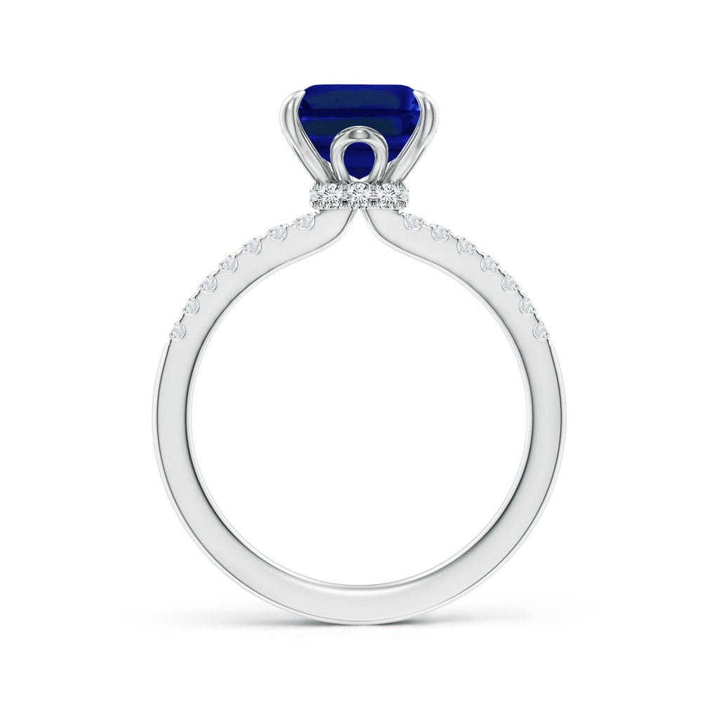 10x8mm Lab-Grown Emerald-Cut Blue Sapphire Hidden Halo Engagement Ring in 18K White Gold - side 199