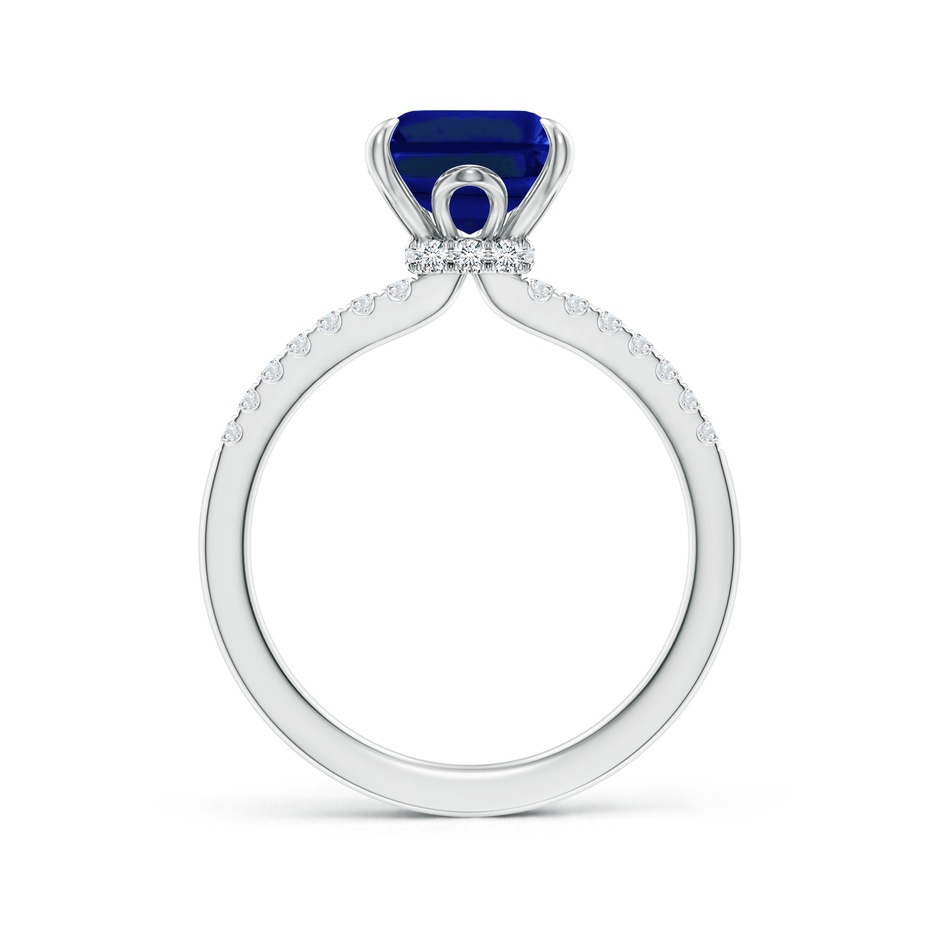 10x8mm Lab-Grown Emerald-Cut Blue Sapphire Hidden Halo Engagement Ring in 18K White Gold side 199