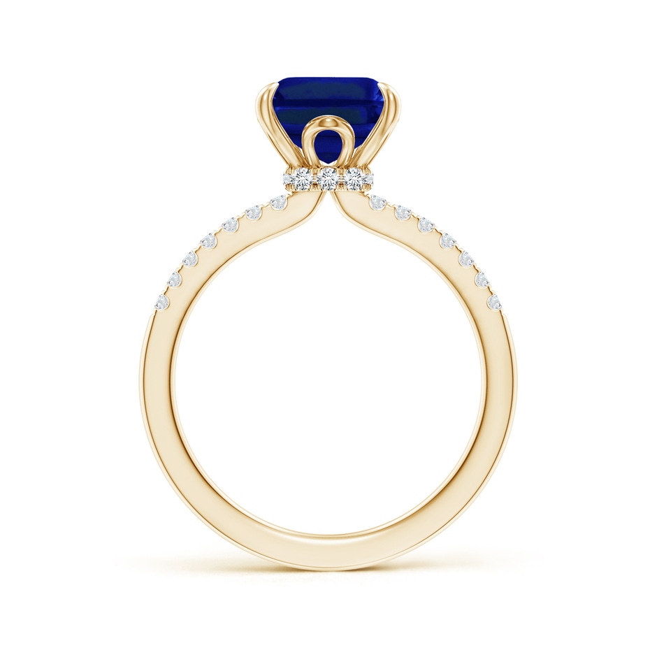 10x8mm Lab-Grown Emerald-Cut Blue Sapphire Hidden Halo Engagement Ring in 18K Yellow Gold side 199