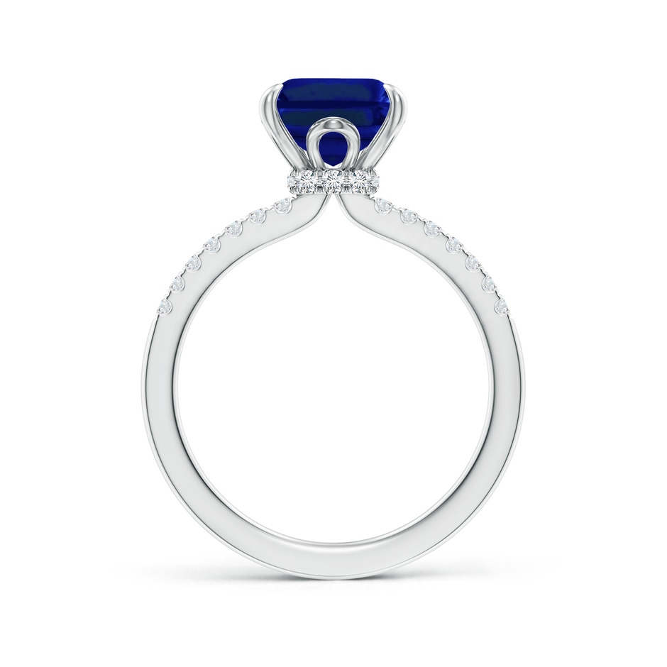 10x8mm AAAA Emerald-Cut Blue Sapphire Hidden Halo Engagement Ring in P950 Platinum side 199