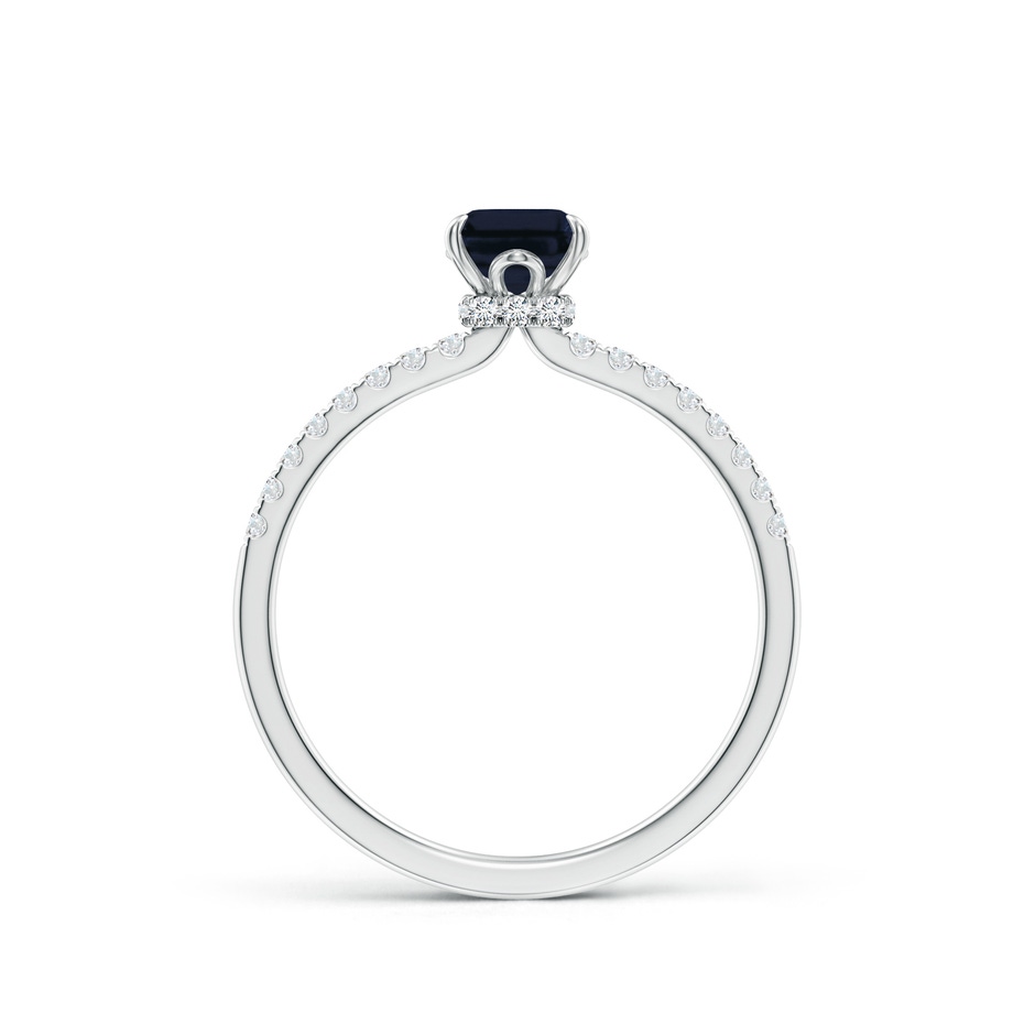 7x5mm A Emerald-Cut Blue Sapphire Hidden Halo Engagement Ring in White Gold side 199