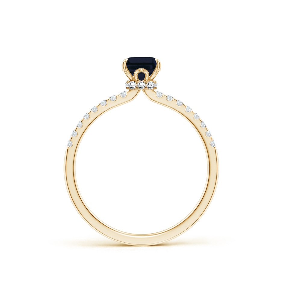 7x5mm A Emerald-Cut Blue Sapphire Hidden Halo Engagement Ring in Yellow Gold side 199