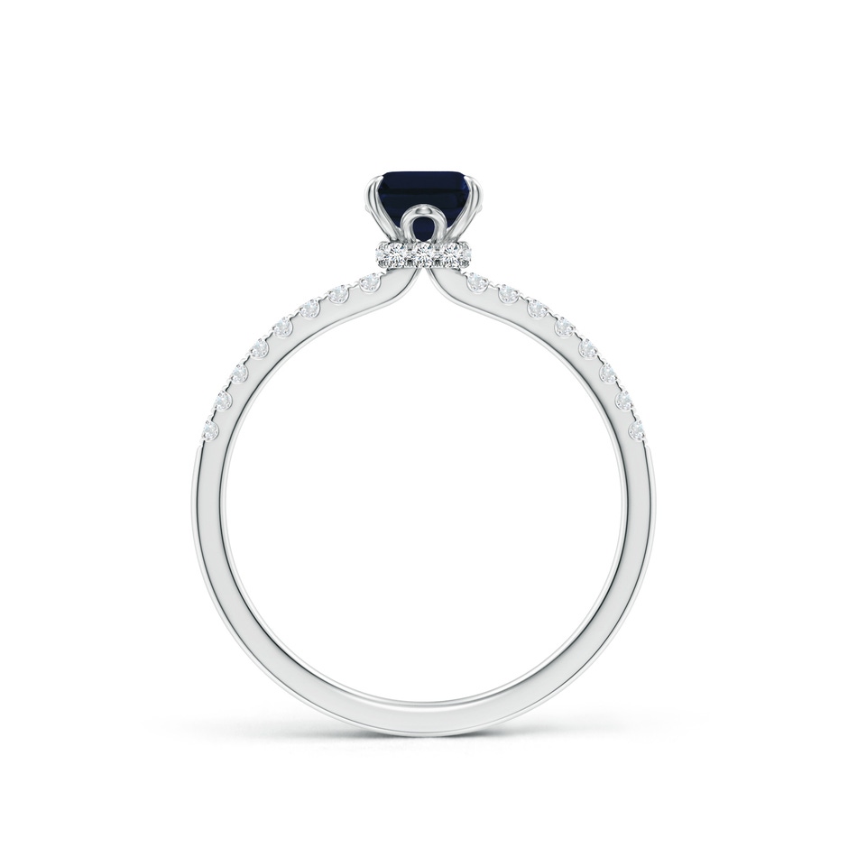 7x5mm AA Emerald-Cut Blue Sapphire Hidden Halo Engagement Ring in White Gold side 199