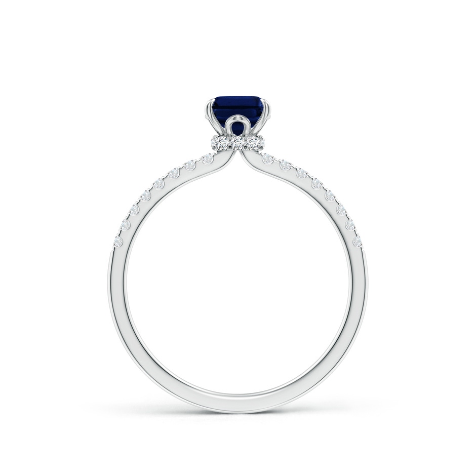 7x5mm AAA Emerald-Cut Blue Sapphire Hidden Halo Engagement Ring in 18K White Gold side 199