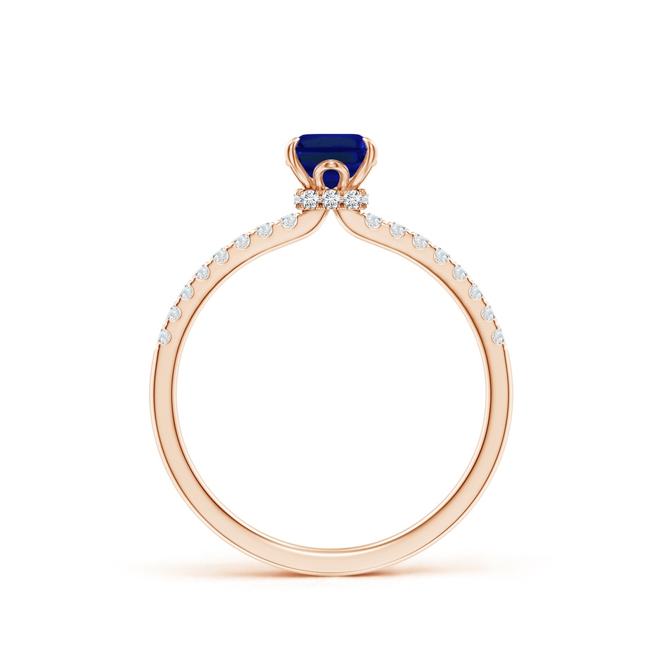 7x5mm AAAA Emerald-Cut Blue Sapphire Hidden Halo Engagement Ring in Rose Gold side 199