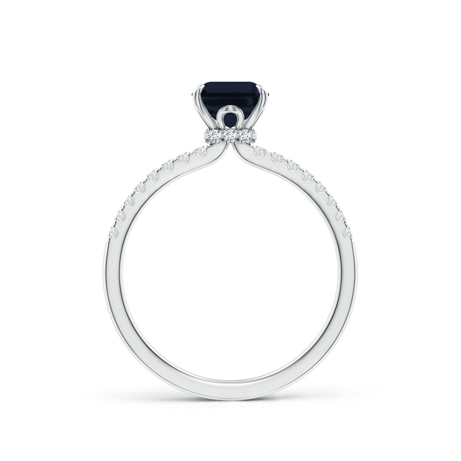 8x6mm A Emerald-Cut Blue Sapphire Hidden Halo Engagement Ring in White Gold side 199