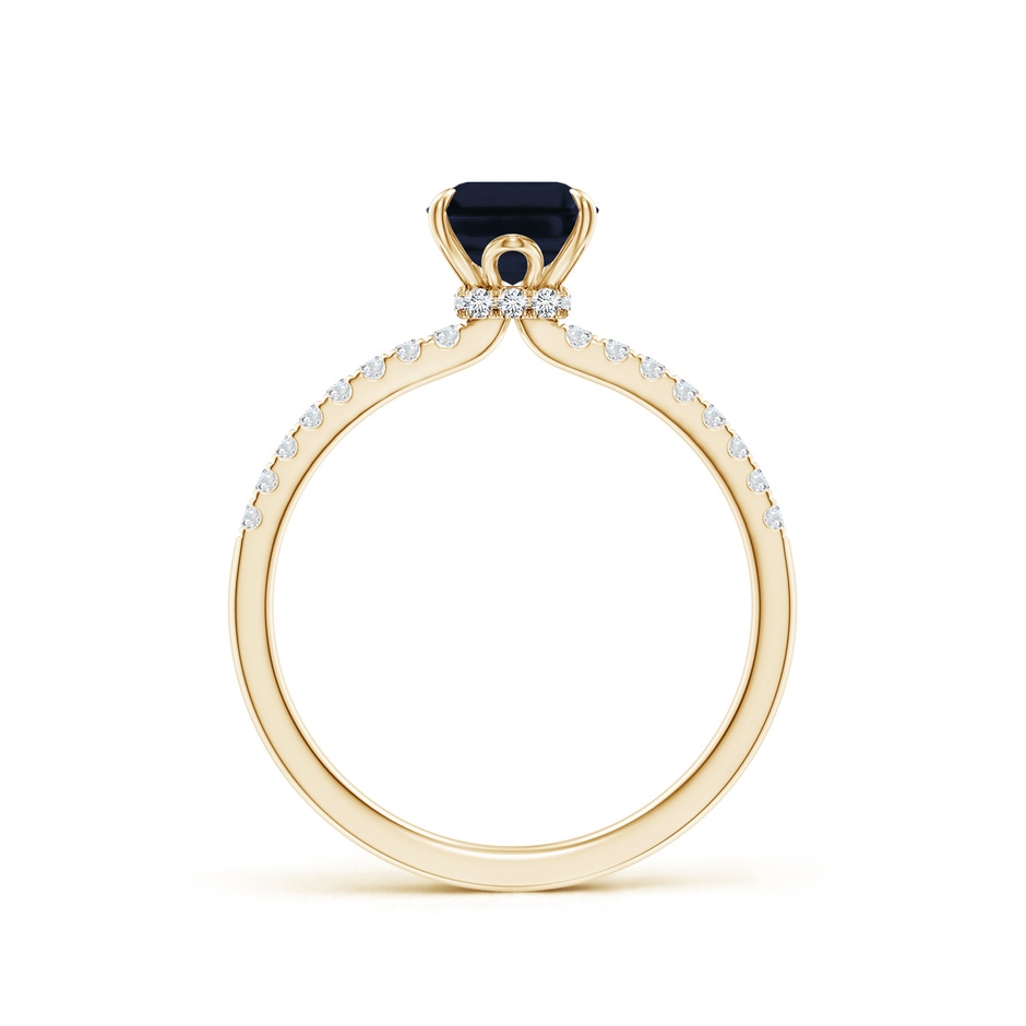 8x6mm A Emerald-Cut Blue Sapphire Hidden Halo Engagement Ring in Yellow Gold side 199