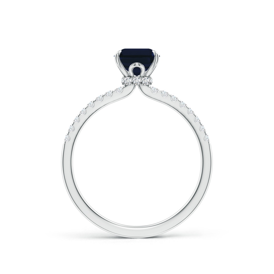 8x6mm AA Emerald-Cut Blue Sapphire Hidden Halo Engagement Ring in White Gold side 199