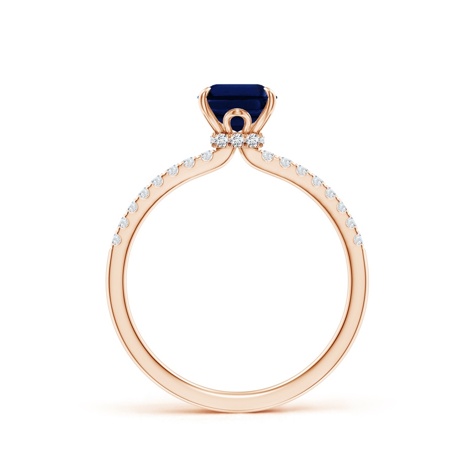 8x6mm AAA Emerald-Cut Blue Sapphire Hidden Halo Engagement Ring in Rose Gold side 199