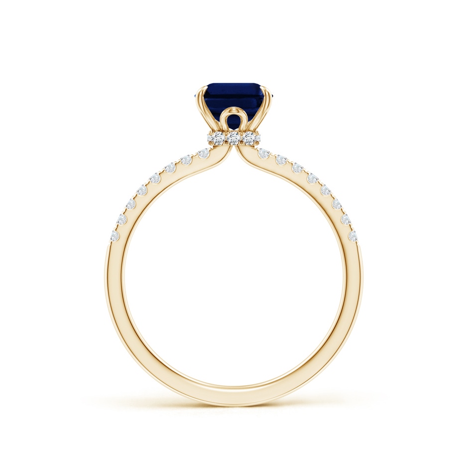 8x6mm AAA Emerald-Cut Blue Sapphire Hidden Halo Engagement Ring in Yellow Gold side 199