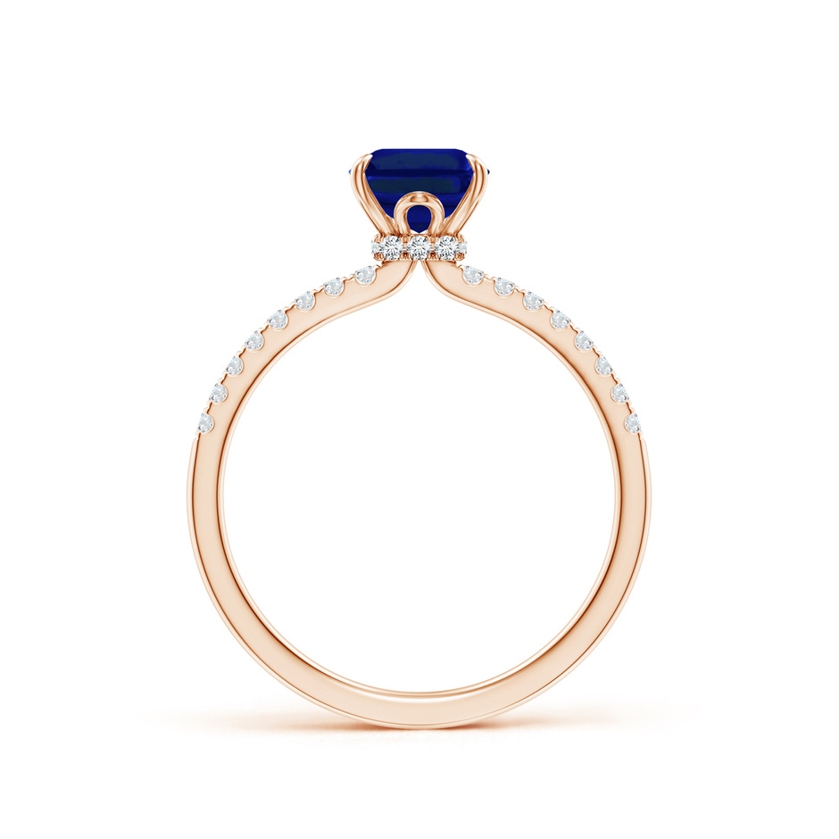 8x6mm AAAA Emerald-Cut Blue Sapphire Hidden Halo Engagement Ring in Rose Gold side 199