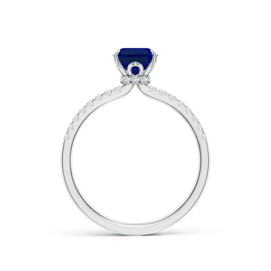 8x6mm AAAA Emerald-Cut Blue Sapphire Hidden Halo Engagement Ring in White Gold side 199