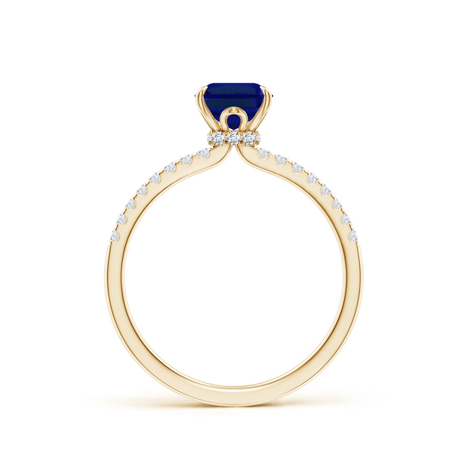 8x6mm AAAA Emerald-Cut Blue Sapphire Hidden Halo Engagement Ring in Yellow Gold side 199