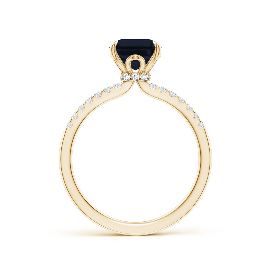 9x7mm A Emerald-Cut Blue Sapphire Hidden Halo Engagement Ring in Yellow Gold side 199