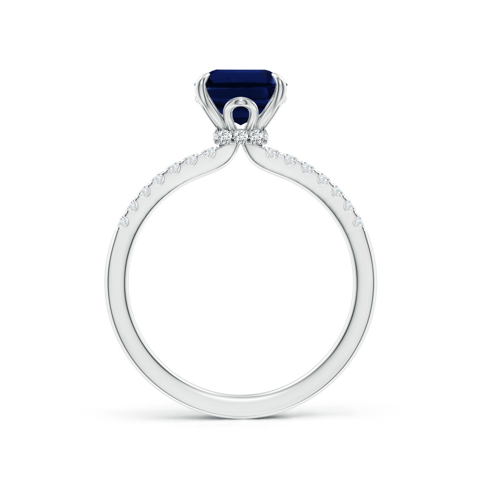 9x7mm AAA Emerald-Cut Blue Sapphire Hidden Halo Engagement Ring in P950 Platinum side 199