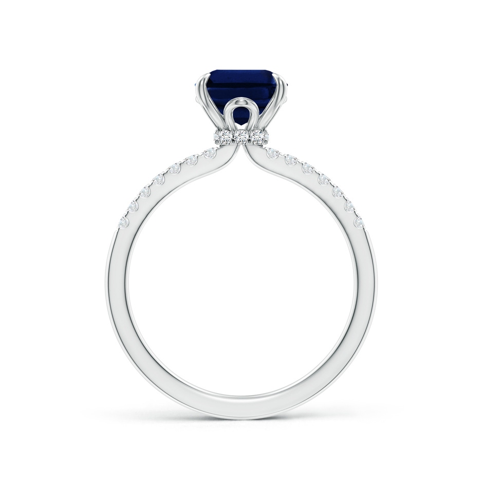 9x7mm AAA Emerald-Cut Blue Sapphire Hidden Halo Engagement Ring in White Gold side 199