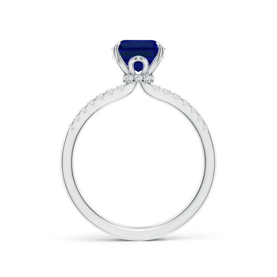 9x7mm AAAA Emerald-Cut Blue Sapphire Hidden Halo Engagement Ring in P950 Platinum side 199