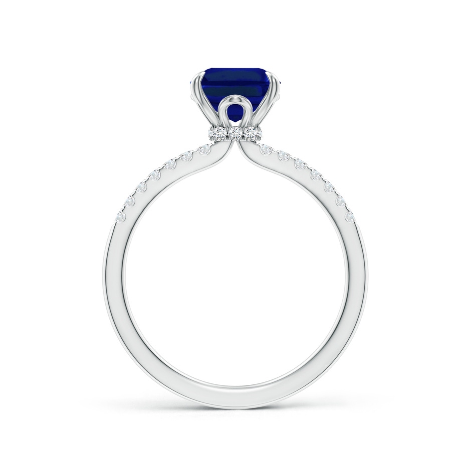 9x7mm Lab-Grown Emerald-Cut Blue Sapphire Hidden Halo Engagement Ring in White Gold side 199