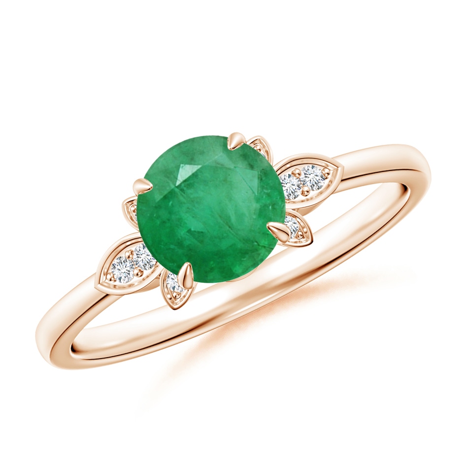 6.5mm A Nature-Inspired Round Emerald Engagement Ring in Rose Gold 