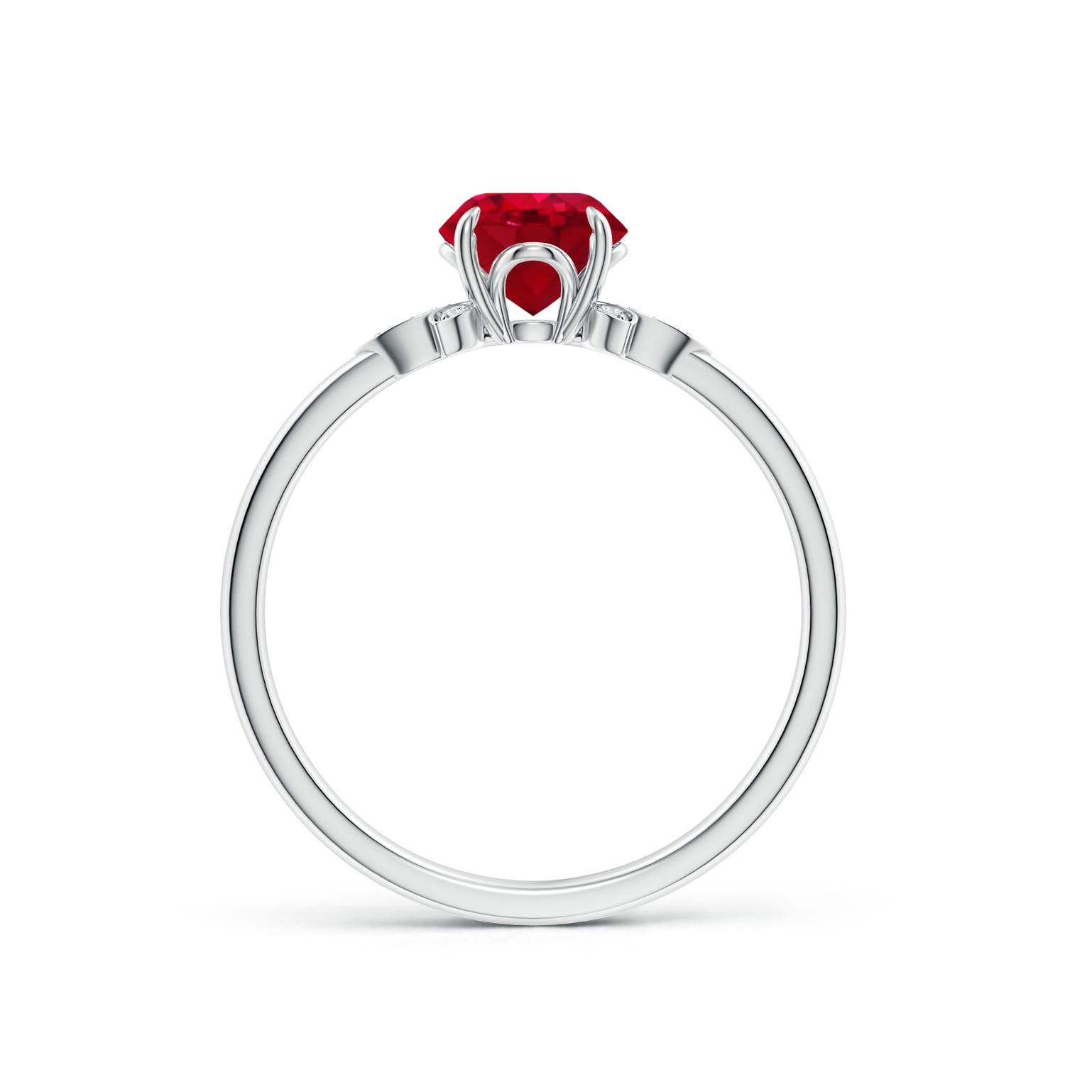 6mm AAA Nature-Inspired Round Ruby Engagement Ring in 18CT White Gold - side 2