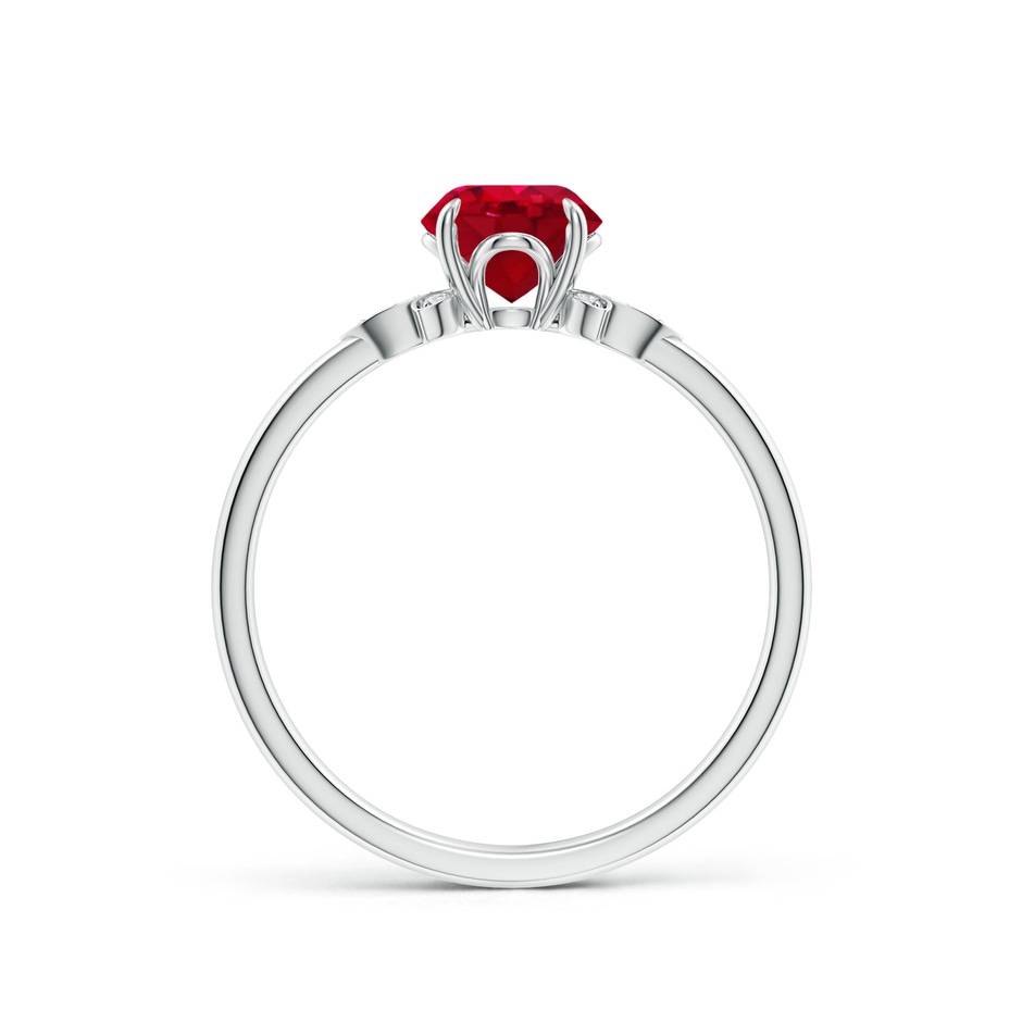 6mm AAA Nature-Inspired Round Ruby Engagement Ring in 18K White Gold side 199