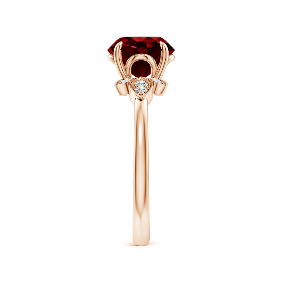 8mm AAAA Nature-Inspired Round Ruby Engagement Ring in Rose Gold side 299
