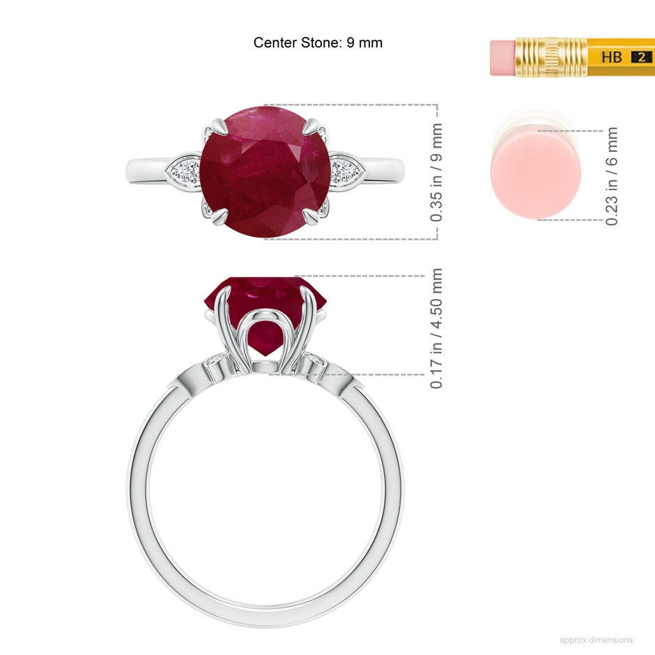 9mm A Nature-Inspired Round Ruby Engagement Ring in P950 Platinum ruler