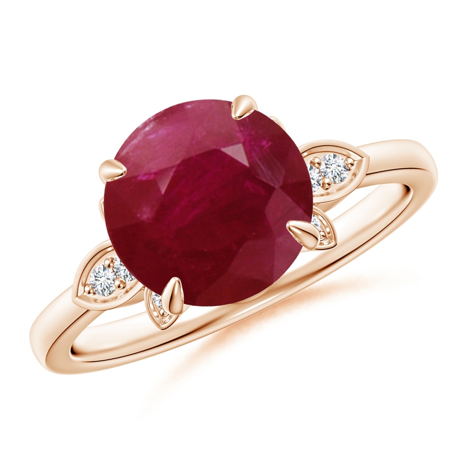 9mm A Nature-Inspired Round Ruby Engagement Ring in Rose Gold 