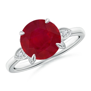 9mm AA Nature-Inspired Round Ruby Engagement Ring in P950 Platinum