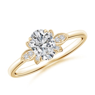 7x5mm HSI2 Nature-Inspired Oval Diamond Engagement Ring in Yellow Gold