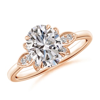 9x7mm IJI1I2 Nature-Inspired Oval Diamond Engagement Ring in Rose Gold