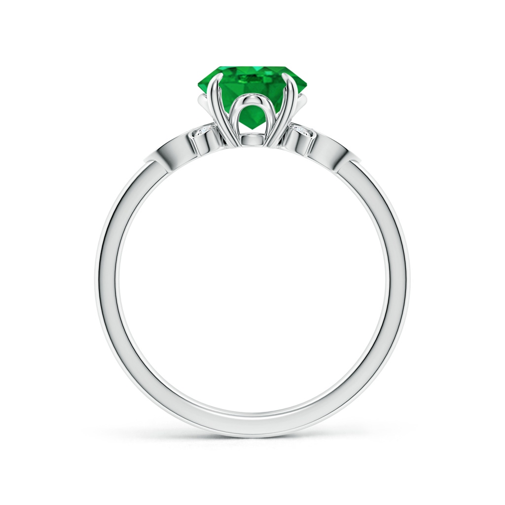 9x7mm AAA Nature-Inspired Oval Emerald Engagement Ring in White Gold Side 199
