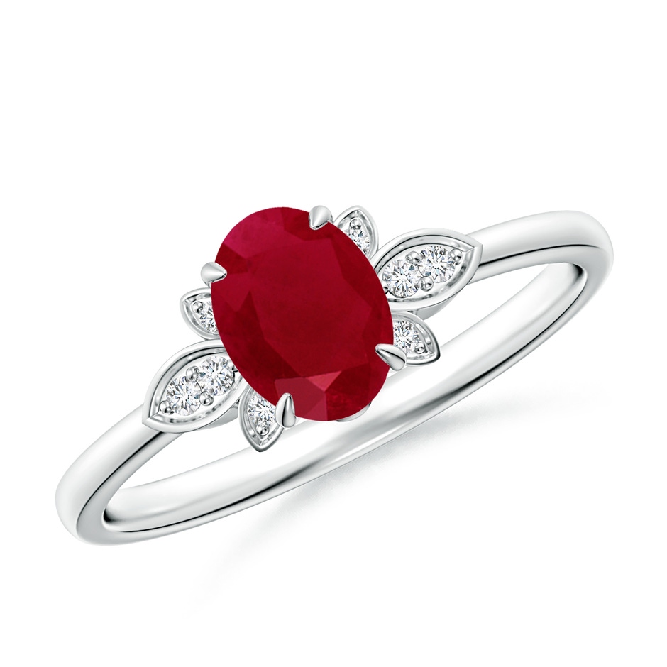 7x5mm AA Nature-Inspired Oval Ruby Engagement Ring in P950 Platinum 