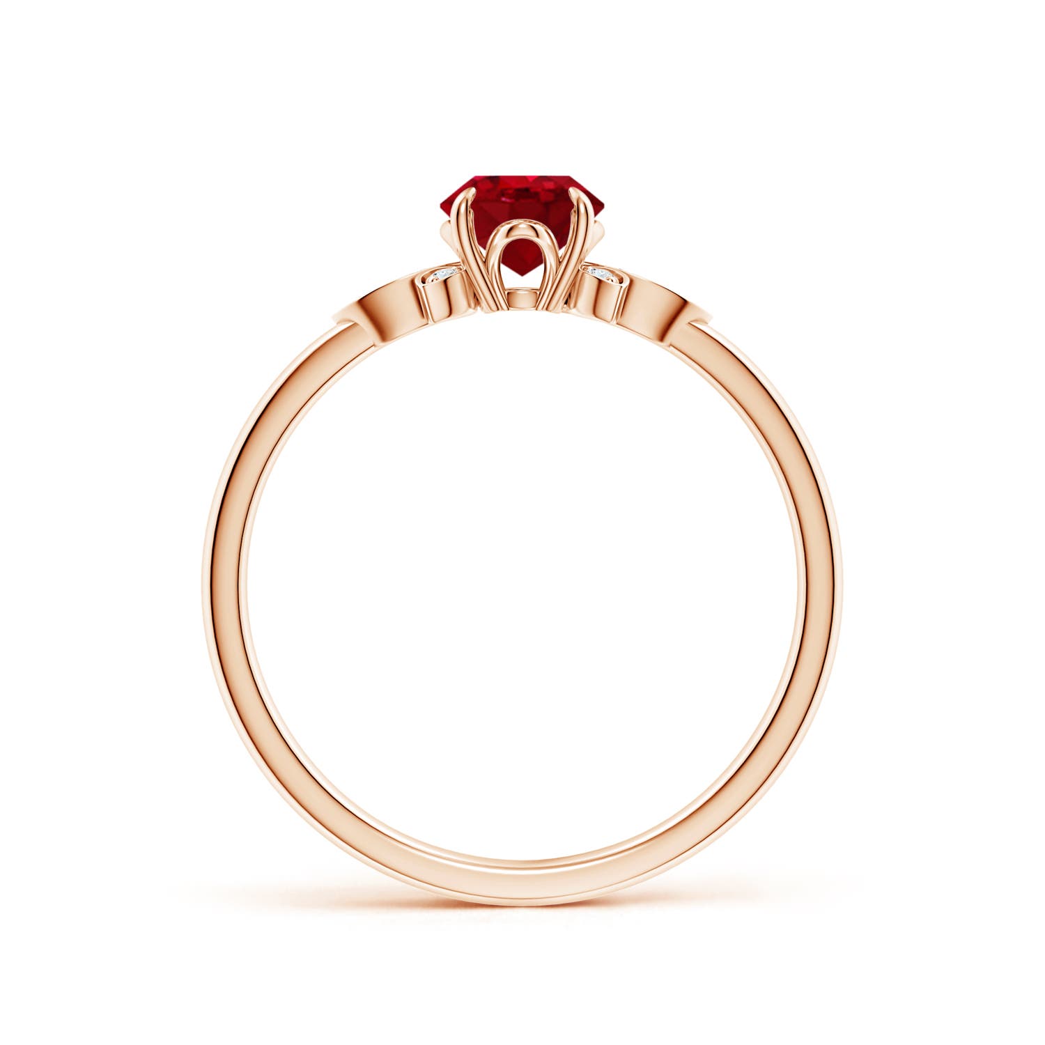 7x5mm AAA Nature-Inspired Oval Ruby Engagement Ring in 18K Rose Gold