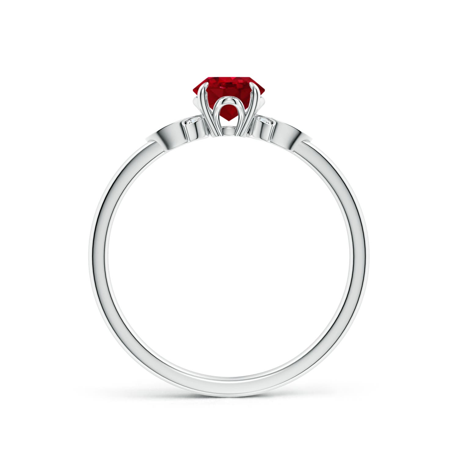 7x5mm AAA Nature-Inspired Oval Ruby Engagement Ring in 18K White Gold
