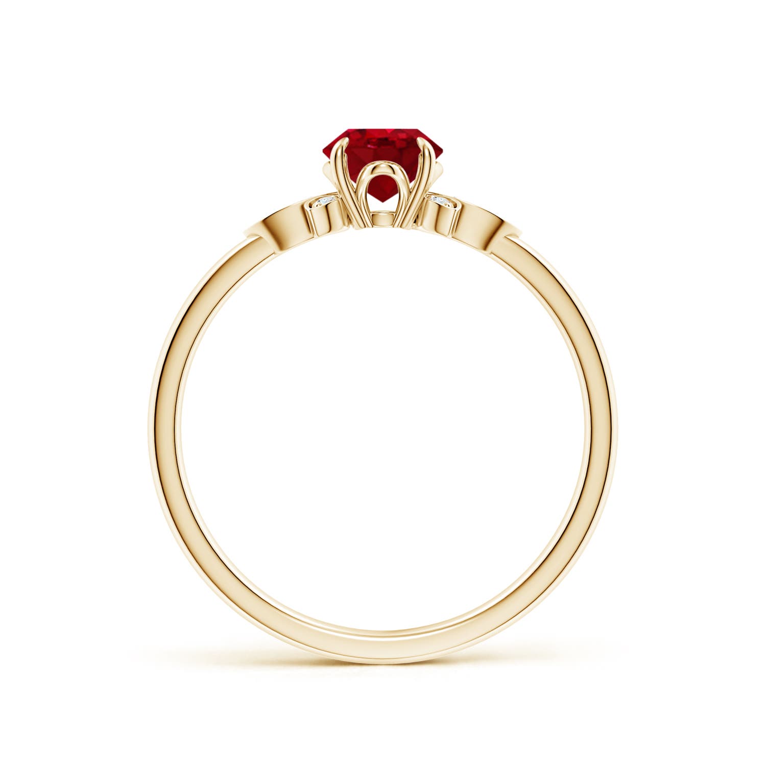 7x5mm AAA Nature-Inspired Oval Ruby Engagement Ring in Yellow Gold
