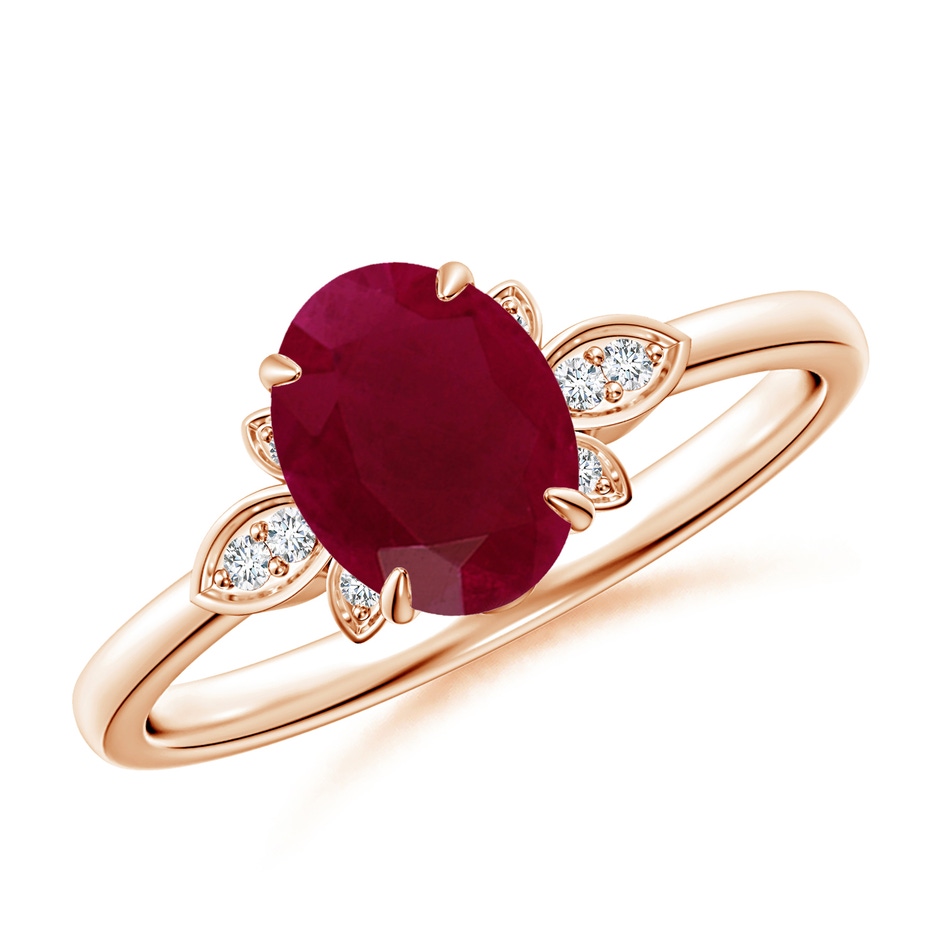8x6mm A Nature-Inspired Oval Ruby Engagement Ring in Rose Gold 