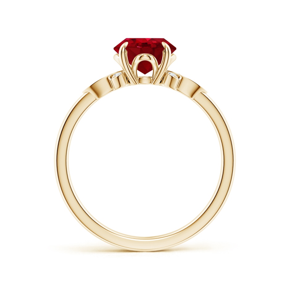 9x7mm AAA Nature-Inspired Oval Ruby Engagement Ring in 18K Yellow Gold side 199