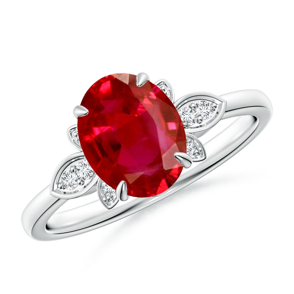 9x7mm AAA Nature-Inspired Oval Ruby Engagement Ring in P950 Platinum 