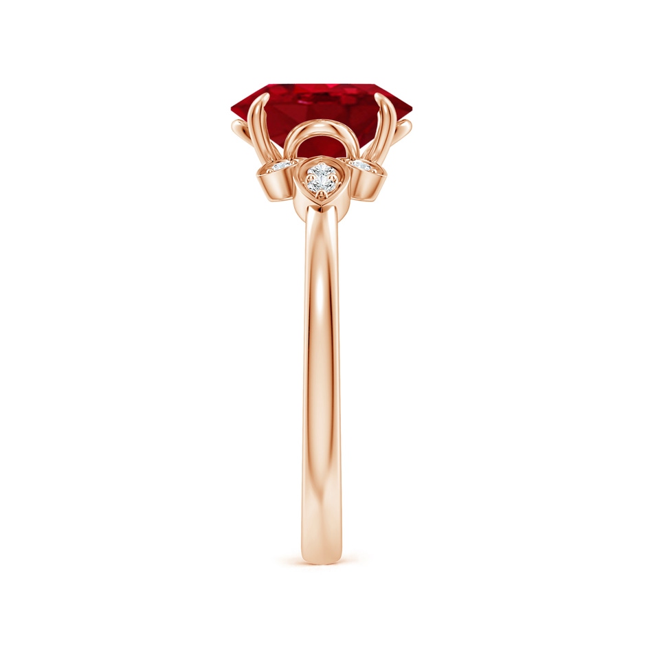 9x7mm AAA Nature-Inspired Oval Ruby Engagement Ring in Rose Gold side 299