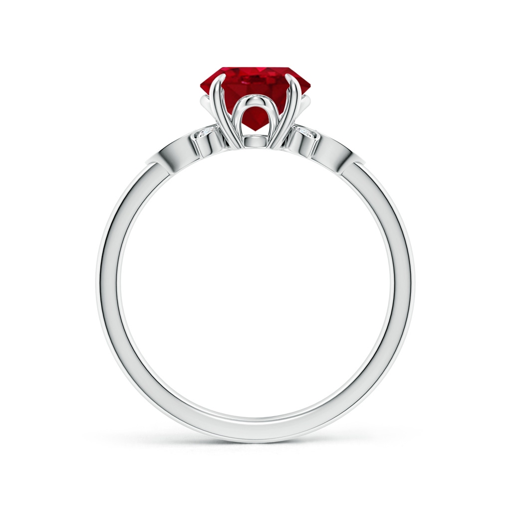 9x7mm AAA Nature-Inspired Oval Ruby Engagement Ring in White Gold - side 199