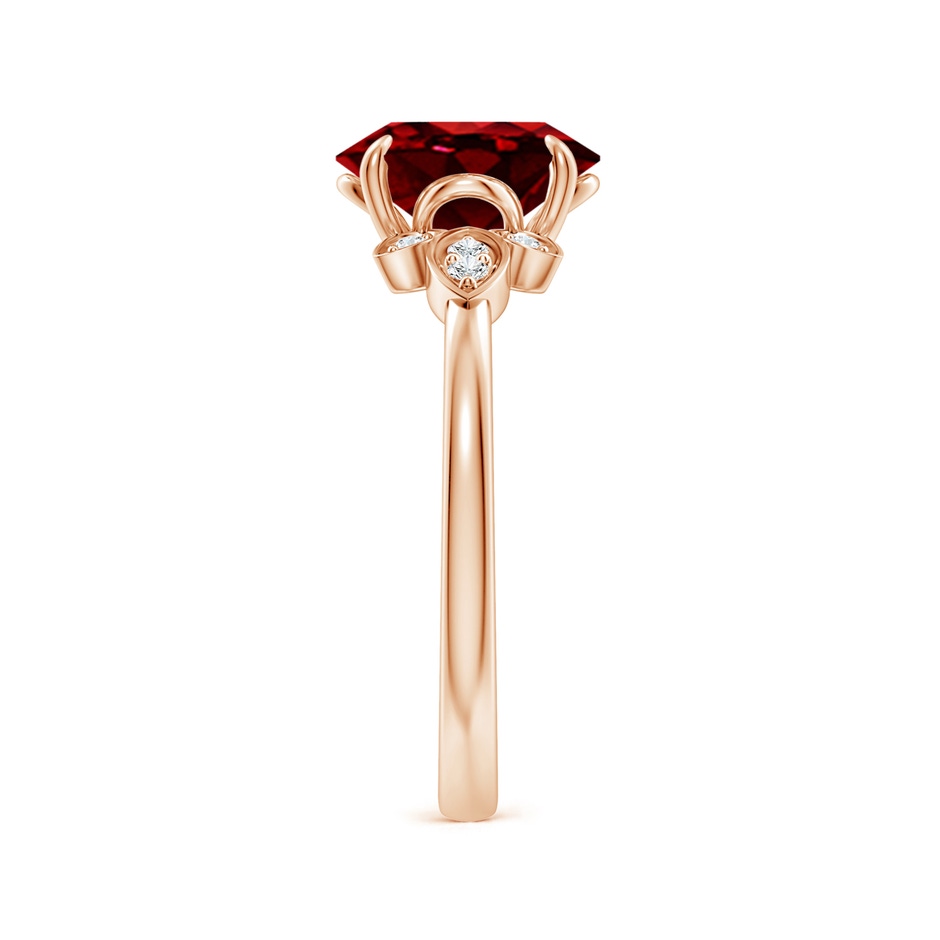 9x7mm AAAA Nature-Inspired Oval Ruby Engagement Ring in Rose Gold side 299