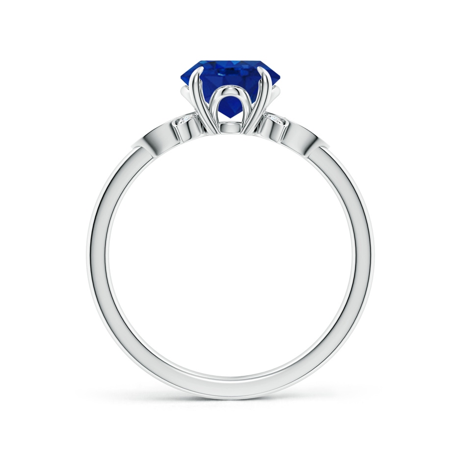 9x7mm AAA Nature-Inspired Oval Blue Sapphire Engagement Ring in White Gold side 199